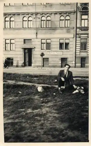 Real photo man and dog