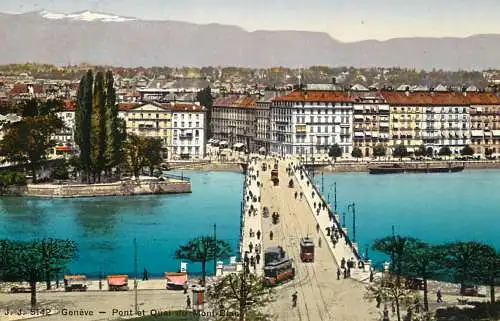 Switzerland Geneve Pont & Quai du Mont Blanc vue generale