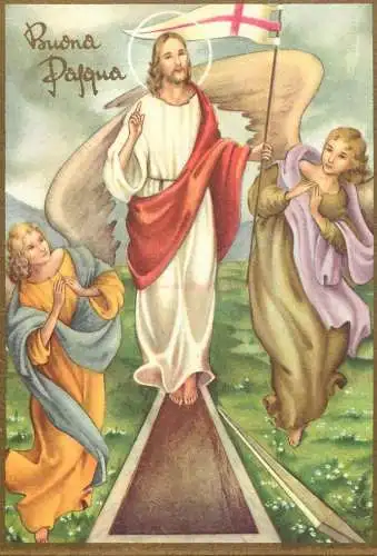 Buona Pasqua religious illustration Jesus & Angels