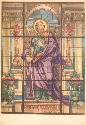 S Paolo stained glass G. Polloni painting