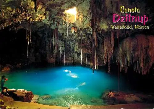 Mexico Yuvatan Cenote Dzitnup cave interior lake