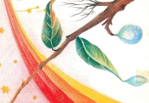 Greetings postcard nature rainbow painting
