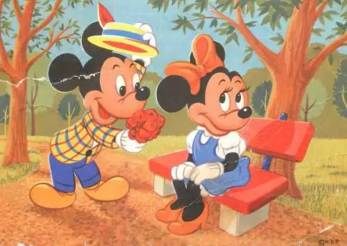 Greetings postcard Mickey and Minny Mouse Disney