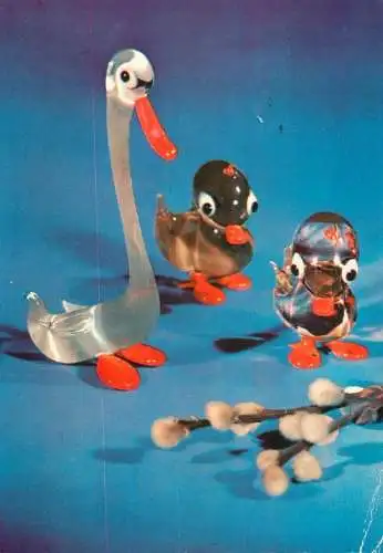 Greetings postcard glass animals