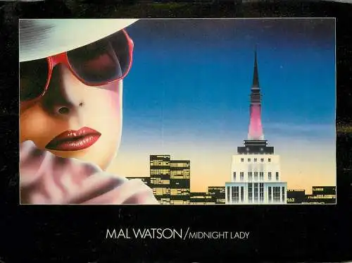 Greetings postcard Advertising Mal Watson Midnight lady