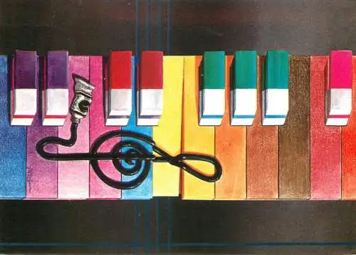 Greetings postcard music piano colours Belgium Jubileum