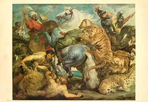 Fine art postcard Pierre Paul Rubens Chasse au Tigre et  au lion