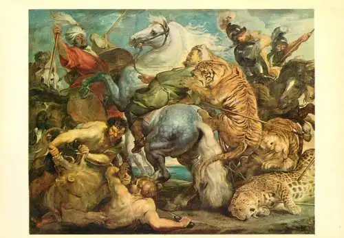 Fine art postcard Pierre Paul Rubens Chasse au Tigre et  au lion