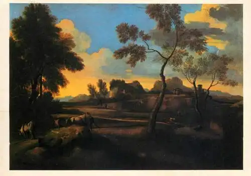 Fine art postcard Gaspard Dughet paysage avec une Lavandiere\