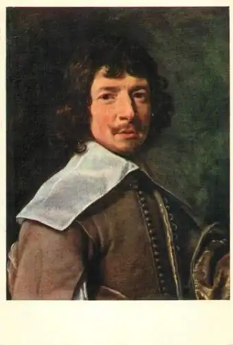 Fine art postcard ecole Francaise l'homme en gris