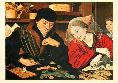 Fine art postcard Marinus Van Roemerswaelen le collecteur d'impots