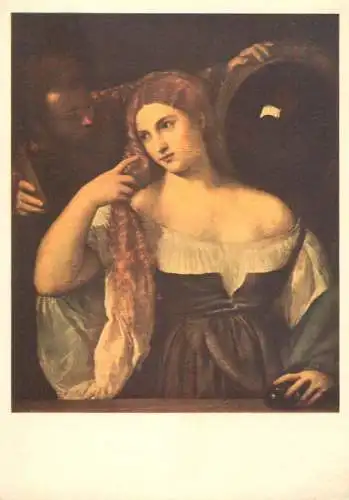 Fine art postcard Tiziano Vecellio portrait d'une femme a sa toilette