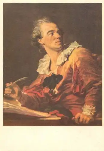 Fine art postcard Jean Honore Fragonard l'inspiration