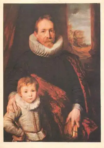 Fine art postcard Anton Van Dyck portrait Richardot et son fils