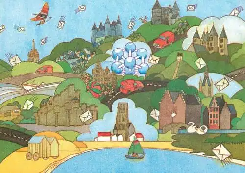 Advertising card Belgium map drawing