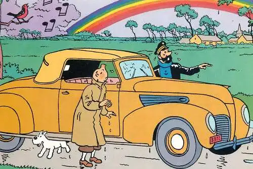 Advertising card Belgium Samsonn the dog and taxy cab