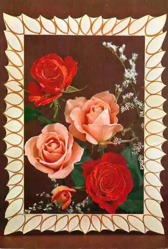Flowers postcard roses 1990 Belgium