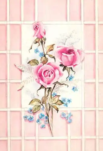 Flowers postcard roses 1990 Belgium