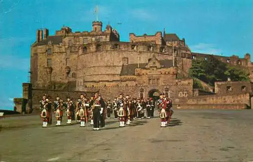 Scotland Highland pipers on parade at Edinburgh castle