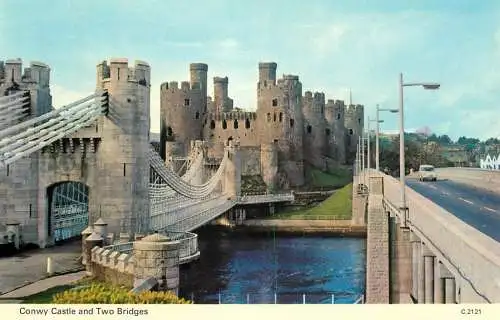 Wales Conwy Castle & two bridges
