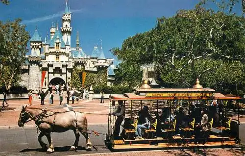 USA Anaheim CA Disneyland Sleeping Beauty Castle horse-drawn street car