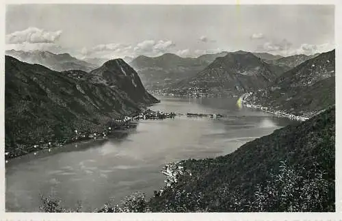 Switzerland Lago di Lugano, Ponte di Melide col Monte Salvatore