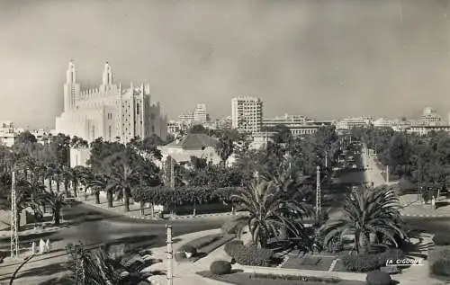 Morocco Casablanca Rond-Point Mermoz et Cathedrale
