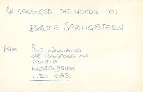 Bruce Springsteen correspondence stationery postcard