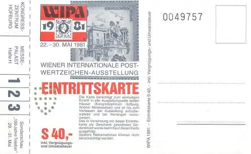 Internationale Postwertzeichen Ausstellung Wien WIPA 1981