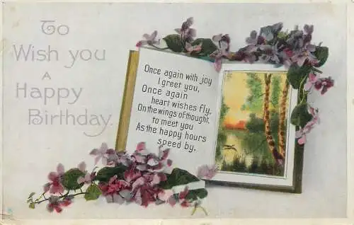 British birthday greetings postcard poem and book