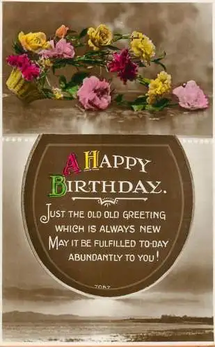 British birthday greetings postcard poem