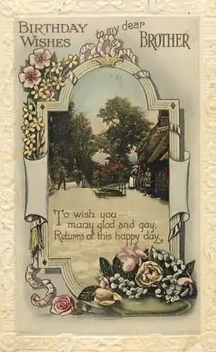 British birthday greetings postcard to my dear brother