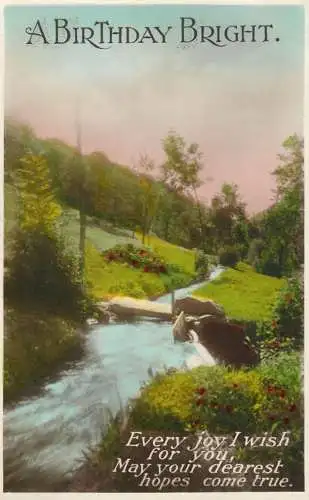British birthday greetings postcard rcreek and poem