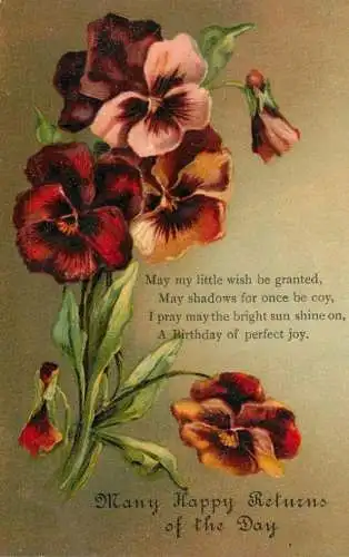 British birthday greetings postcard flower happy returns