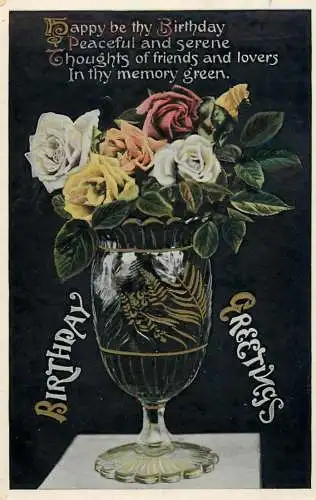 British birthday greetings postcard Birmingham