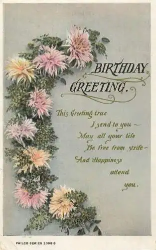 British birthday greetings postcard Birmingham