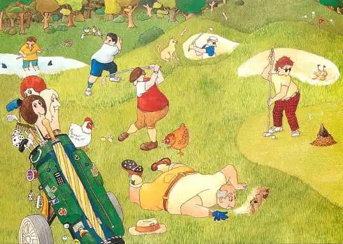 Humour card golf scene