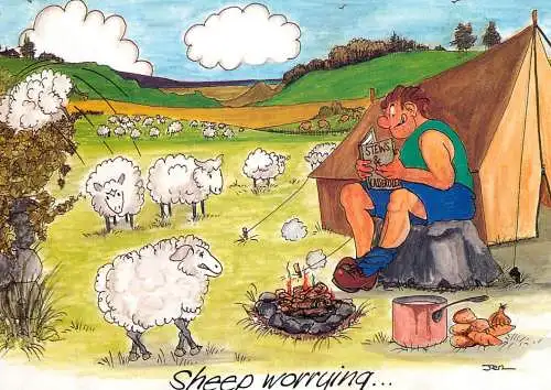 Humour card England Sheep worrying