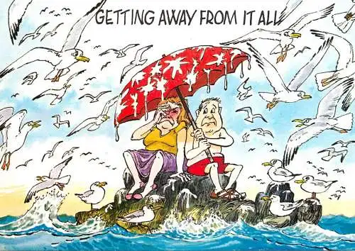 Humour card England vacation and seagulls