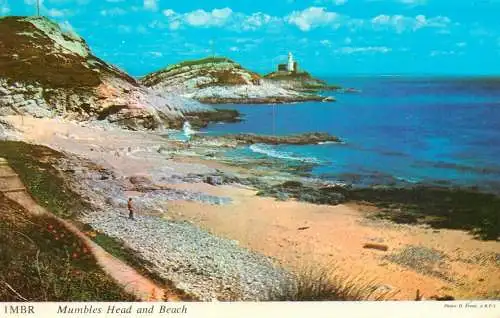 England Mumbles Head lighthouse and beach