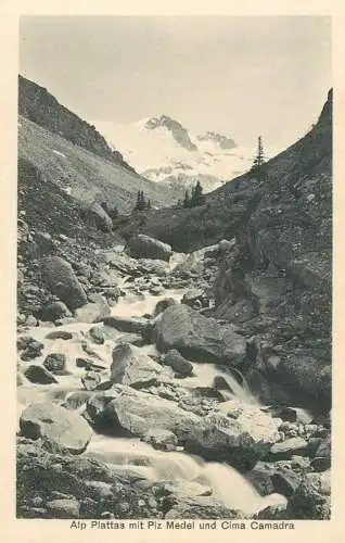 Switzerland Alp Plattas mit Piz Mendel und Cima Camadra alpine scenery postcard