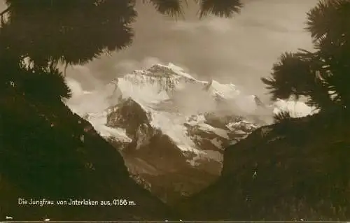 Switzerland Jungfrau mountain from Interlaken photo postcard