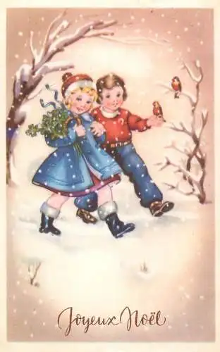 Celebration card Joyeux Noel shamrock children
