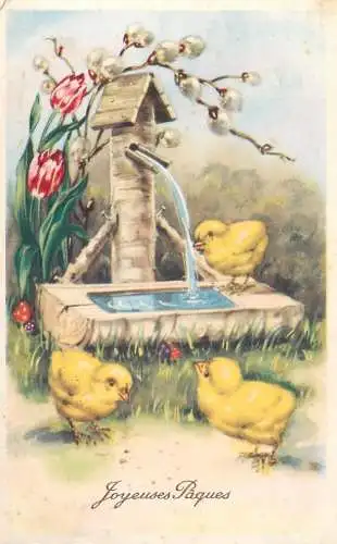 Celebration card Joyeuses Paques chicks