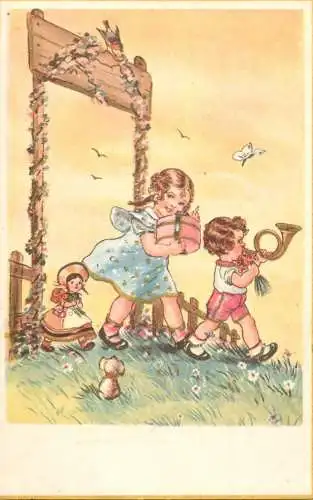 Celebration card children in nature