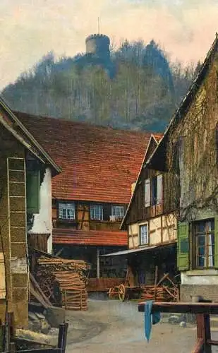 Landschaft Photochromie AK mountain landscape and village