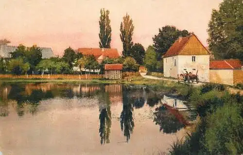 Landschaft Photochromie AK rural landscape village