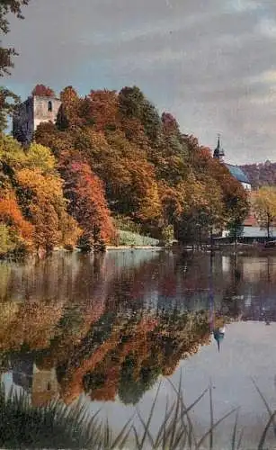 Landschaft Photochromie AK castle church coast scene