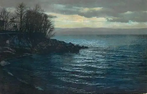 Landschaft Photochromie AK seaside coast view