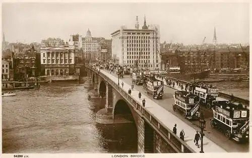 England London Bridge busy traffic view & cityscape